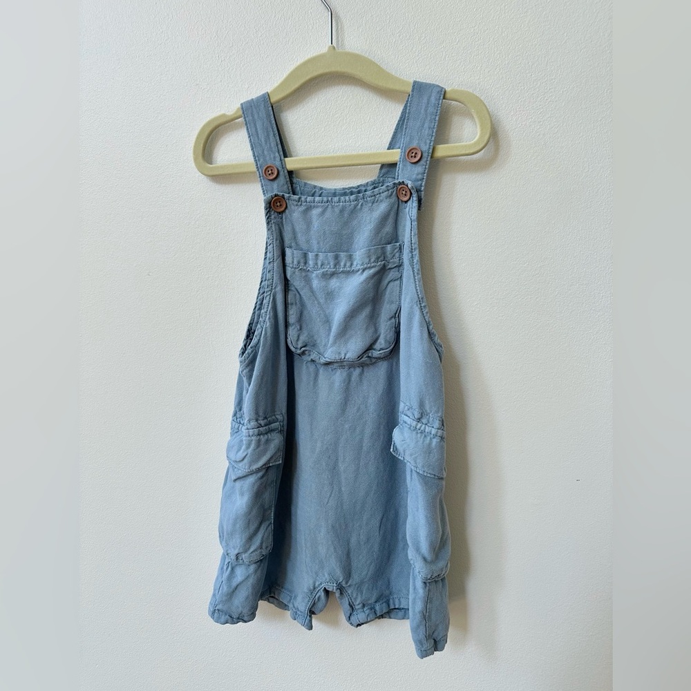 Zara Light Blue Denim Overall Romper